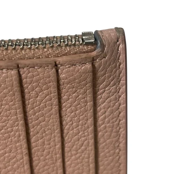 $345 Saint Laurent Blush Pink Grained Leather 5 Fragments Card Holder